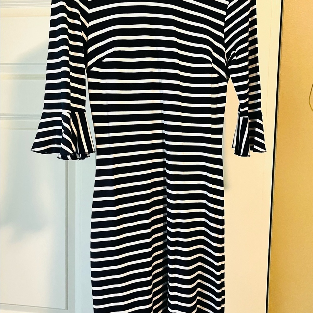 Banana Republic Casual Women Stripes Dress Solid Cotton Spandex size 4 Navy WHT - Picture 16 of 16
